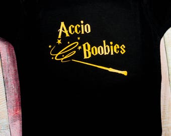 Harry Potter Onesie, - Accio Boobies, - Funny Baby Shower Gift