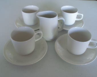 Mikasa Epiqure White 4 Cups & Saucers and Creamer