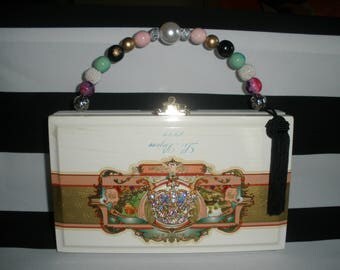 Le Bijou Crown Cigar Box Purse, Crown Brooch, Velvet LIned, Authentic, Tampa- Gorgeous!