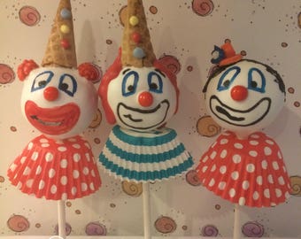 12 "Whiteface" only Circus Clowns cake pops