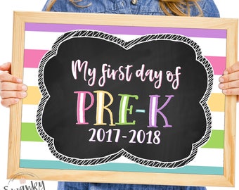 First Day of PreK Sign, First Day Photo Prop, Pre-K Sign Printable, Chalkboard PreK Sign, 1st Day of PreK, 2017-2018, PreKindergarten Sign