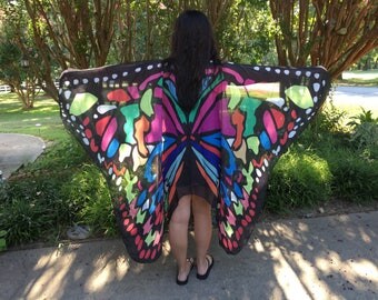 Butterfly, Cape, Wings, Costume, Clothing, Dress Up, Photography Prop, festival clothing, pixie, nymph, shawl, fairy, scarf, fashion, cloak