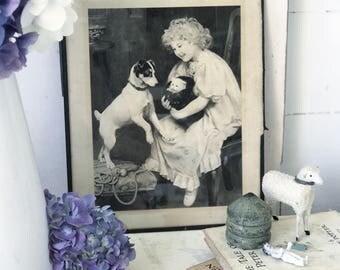A beautiful Victorian lithograph print behind glass