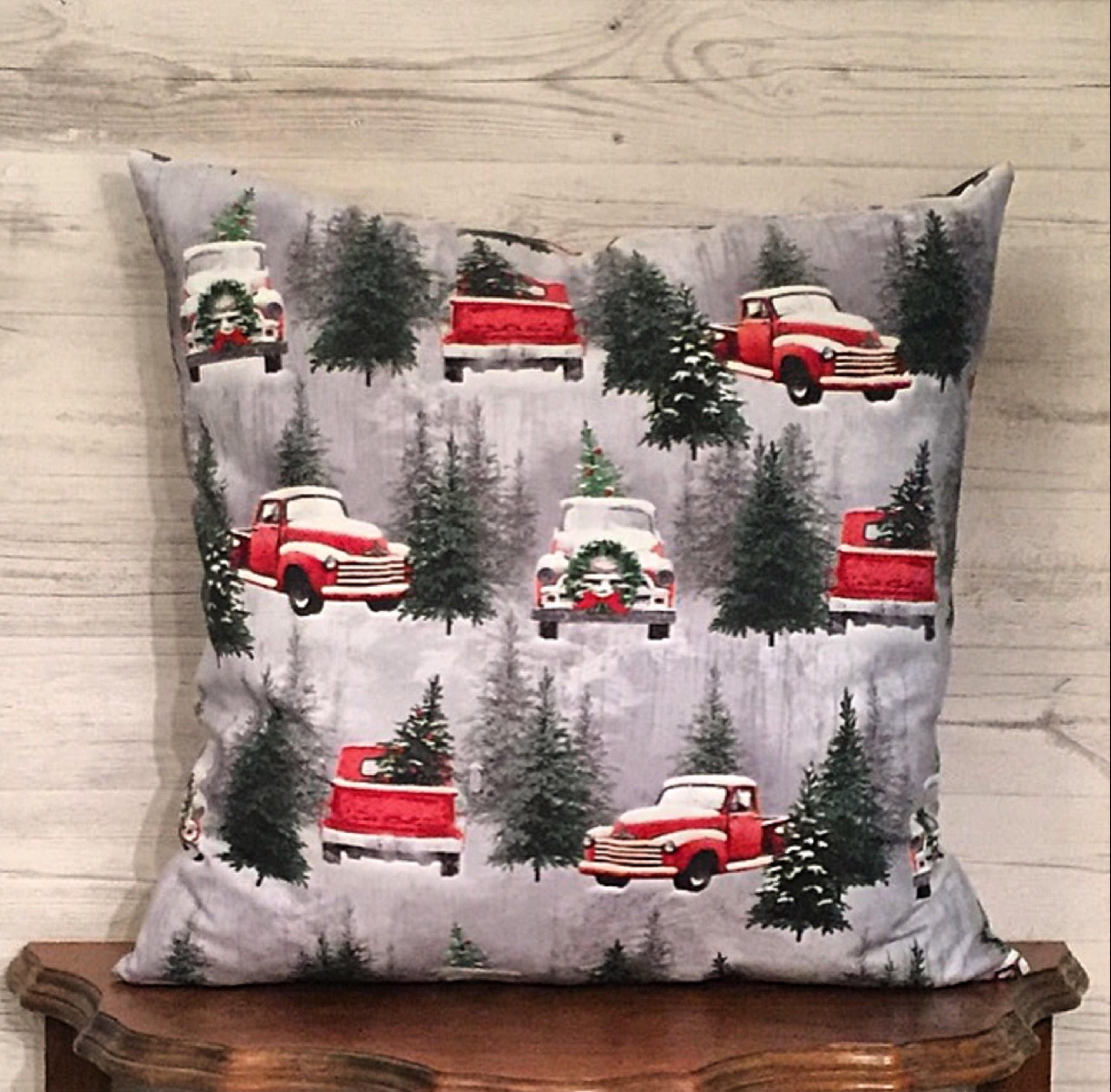 Red Truck Pillow Cover Christmas Red Truck Pillow