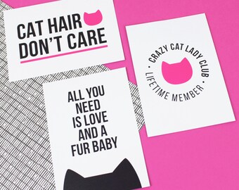 Cat postcards, Set of 3 postcards, Cat gift, Postcard set, Cat artwork
