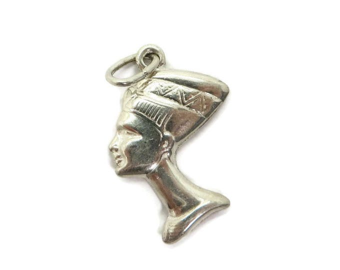 Nefertiti Silver Necklace, Vintage Sterling Silver Pendant, Two-Sided Egyptian Queen Necklace