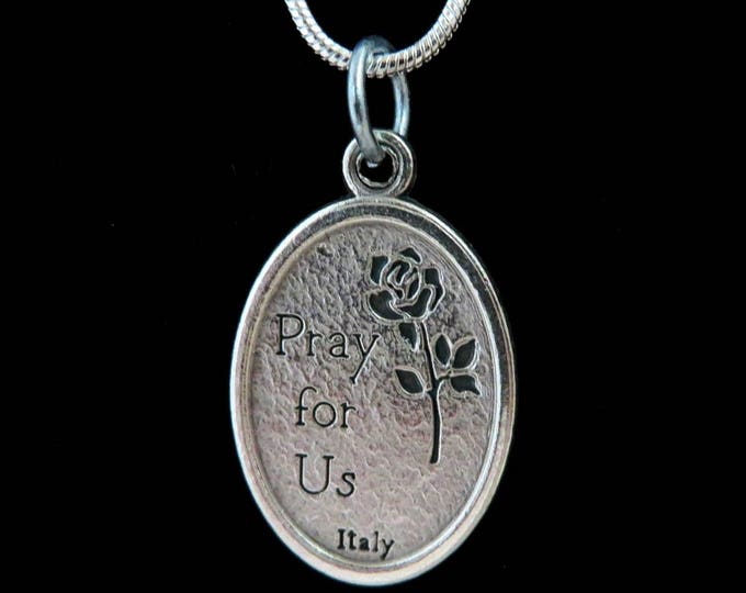 St. Christopher's Medal Necklace, Vintage Italian Charm, Sterling Silver Cobra Chain Necklace, FREE SHIPPING