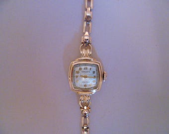 rose gold ladies gruen verithin wrist watch, wind up watch, bracelet watch