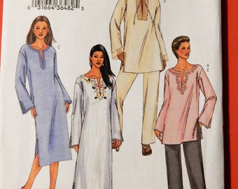 Butterick 3840 Very easy to sew tunic, dress, caftan and pants pattern Uncut Sizes extra small (6), small (8-10) and medium (12-14)