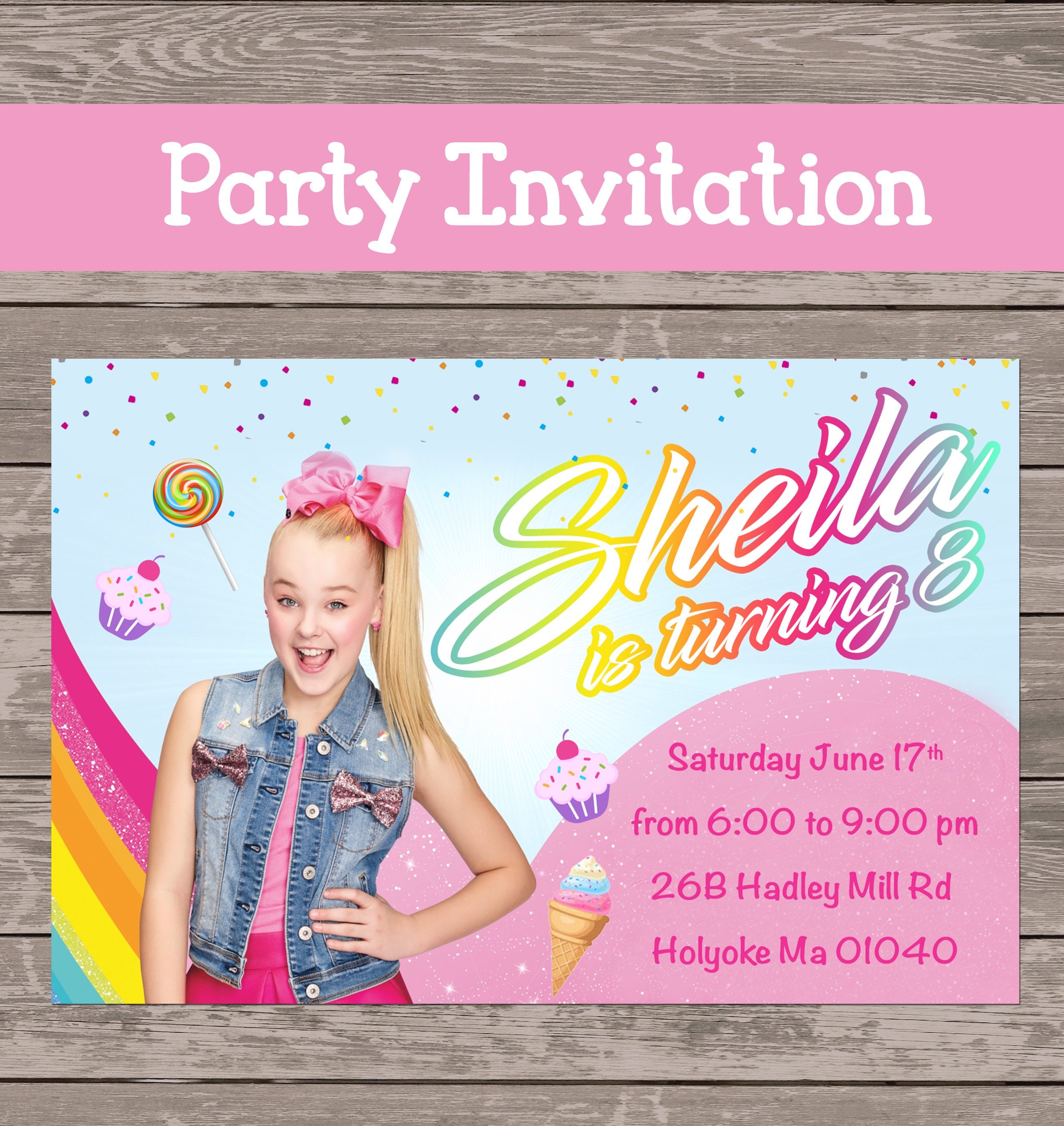 jojo siwa party invitation digital file only