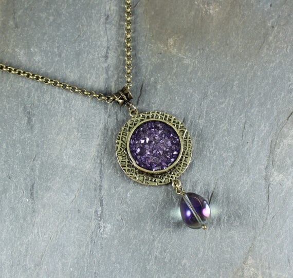 Bohemian Chic ~ Purple Sparkle pendant necklace