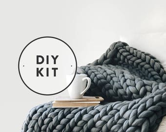 DIY KIT ⨯ Extreme Mega Knit Blanket, Afghan, Throw ⨯ The Chamberlain
