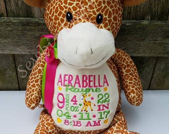 embroidered birth announcement stuffed animals