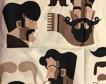 Mister Stache in Tea fabric, Alexander Henry Fabric. Mustache fabric
