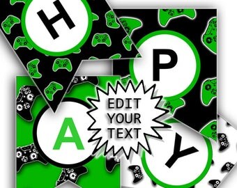 Customizable Banner, Printable Video Game Party Banner, Personalized Birthday Banner, Editable Banner, Gamer Party Banner, INSTANT DOWNLOAD