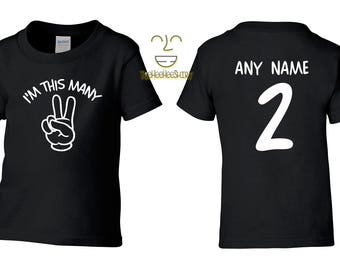 I'm This Many Two 2 Birthday Tshirt, Kids 2nd Birthday Tshirt, Children's Birthday Tshirt, Gift for Child Birthday TH-341