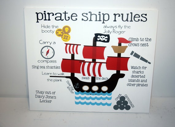 Pirate Ship Rules Pirate Decor Pirate Ship Wall Art