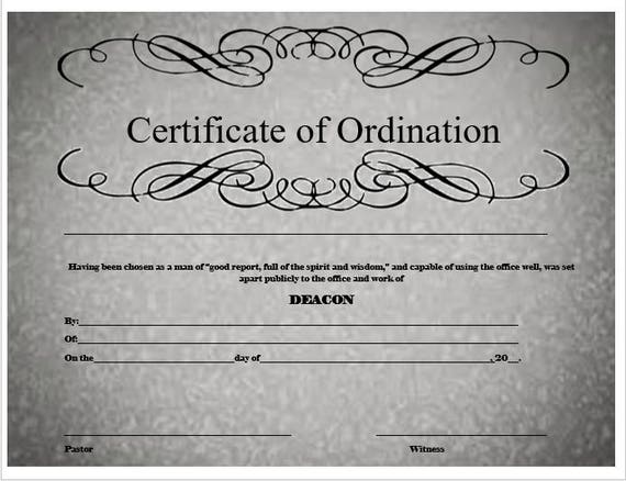 Sample Of Deacon Ordination Certificate