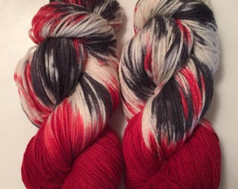 Hand Dyed Yarn worsted weight 100% superwash merino wool| 100 gr | Licorice Snaps |super soft | Free shipping in US
