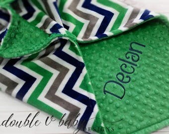Personalized Minky Baby Blanket, Boy Minky Blanket, Boy Baby Blanket, Chevron Minky Blanket, Monogrammed Baby Blanket