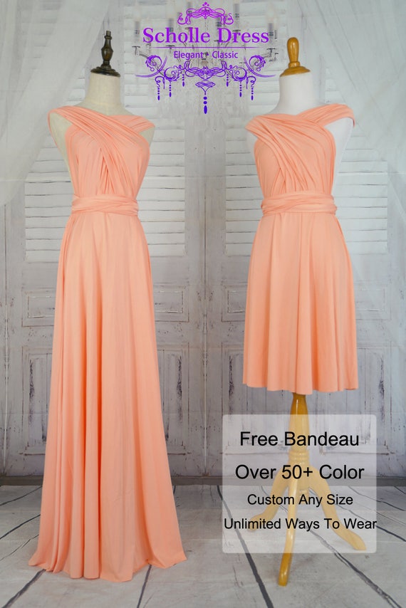Peach Bridesmaid Dress Wrap dress Convertible Infinity Dress