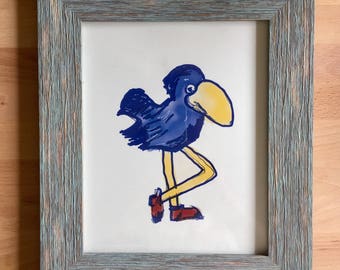 1912 Jayhawk Print - Hand Drawn Reproduction - Rock Chalk Jayhawk - Lawrence Kansas - University of Kansas - KU