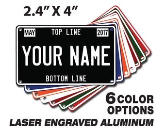 Custom Mini License Plate, personalized for your spacecraft: bike, trike, wagon, scooter, walker, wheel chair, golf cart or mutant vehicle.