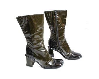 vegan patent leather boots