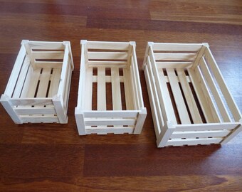 Set of 3 wooden crates , wood storage box, Unfinished Unpainted Wood Crate, wood dispaly painting decoupage, unfinished box, Wedding boxes