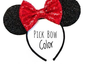 Custom Mickey Ears Headband, Custom Minnie Ears , Mouse Sparkly Ears Headband, Costume Mouse Ears, Sparkle Minnie Ears , Minnie Party Hea
