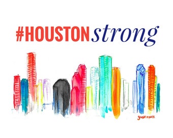 Houston Strong / Hello from Houston / Digital Print by Genie Mack / FLOOD DONATION