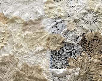 Lot of 26 Vintage Round Crochet Doilies - White, Acru, Off white CR4