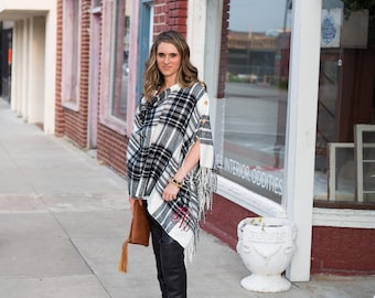 Monogrammed Poncho | Monogrammed Cape | Convertible Scarf | Plaid Poncho | Christmas Gift | Gift for Her | Monogrammed Gift | Gifts Under 50
