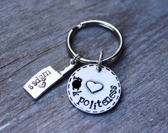 Stay Sexy Don't Get Murdered - Fuck Politeness Key Chain - MFM Key Chain - My Favorite Murder Key Chain - SSDGM Butcher Knife Key Chain