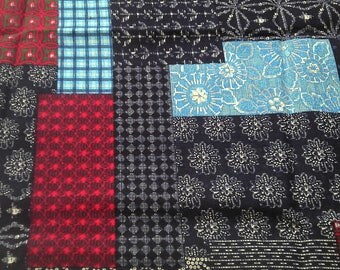 Fabric cotton linen Patchwork Red 10 m