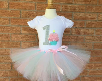 First birthday girls outfit, smash cake outfit, first birthday tutu, 1st birthday shirt, one year old birthday set, first birthday shirt