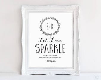 Printable Wedding Sparkler Send off Sign, Sparkler Send Off Sign Template, Let Love Sparkle Sign, VW06