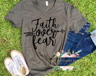 Faith Over Fear -- Graphic Statement Tee -- Cute Women's Religious Faith T-Shirt