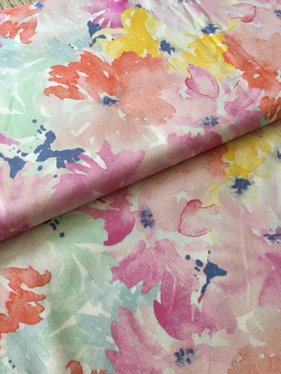 Watercolor Floral Fabric Watercolor Fabric Blue Fabric