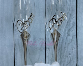FAST SHIPPING!! Wedding Toast Set, Champagne Flutes, Wedding Glasses, Wedding Gift, Wedding toast, Anniversary Gift, Wedding Anniversary