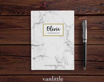 Custom Hard Cover Notebook, Marble Notebook, Personalized Case Bound Journal, Lined, Custom Journal, Stone Texture, Custom Name, J6