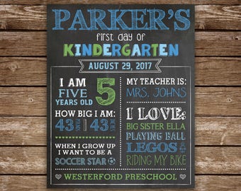 First Day of School Chalkboard, Printable First Day of School Sign, Back to School Chalkboard, Boy