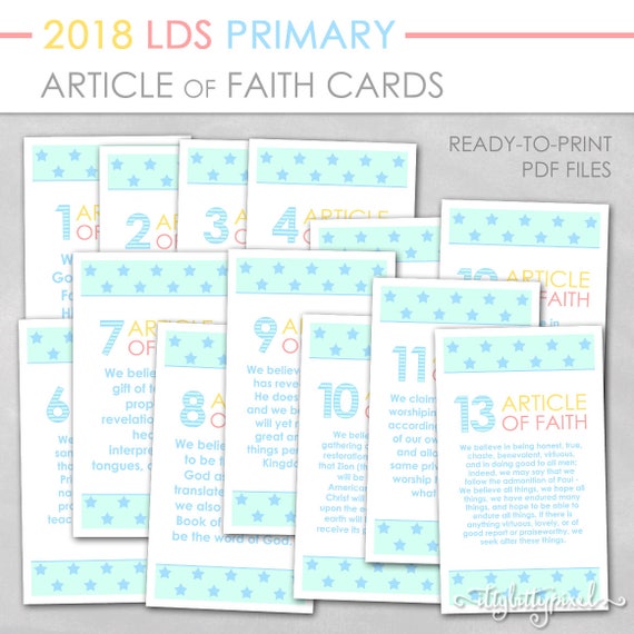 Article of Faith Cards LDS 2018 Primary Theme PRINTABLE I Am