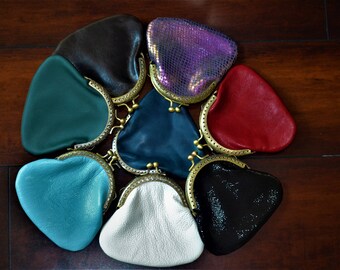 Leather Purse. Coin Purse, Genuine Leather,
