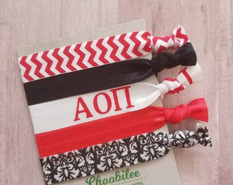 AOII Hair Ties - Alpha Omicron Pi Elastic Hair Ties