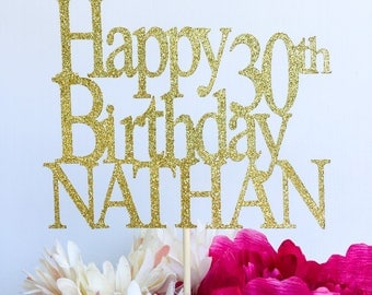 Happy birthday cake topper | Glitter cake topper | Birthday cake topper | Name cake topper | Custom birthday cake topper
