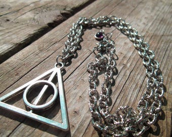 Harry Potter Silver Deathly Hallows Death Eaters Necklace Pendant
