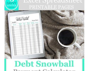 Debt snowball,loan payoff, excel spreadsheet, debt planner, debt budget planner, excel budget, debt tracker, financial planner, credit card