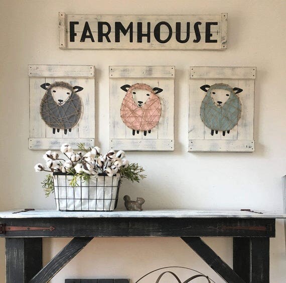 SHEEP NURSERY DECOR 3 piece set lamb nursery art rustic SHEEP NURSERY DECOR 3 piece set lamb nursery art rustic