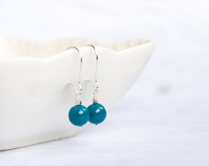 Small dangle earrings, Blue earrings for wedding, Dark blue earrings, Dark blue drop earrings, Small blue earrings, 8-18mm ball size